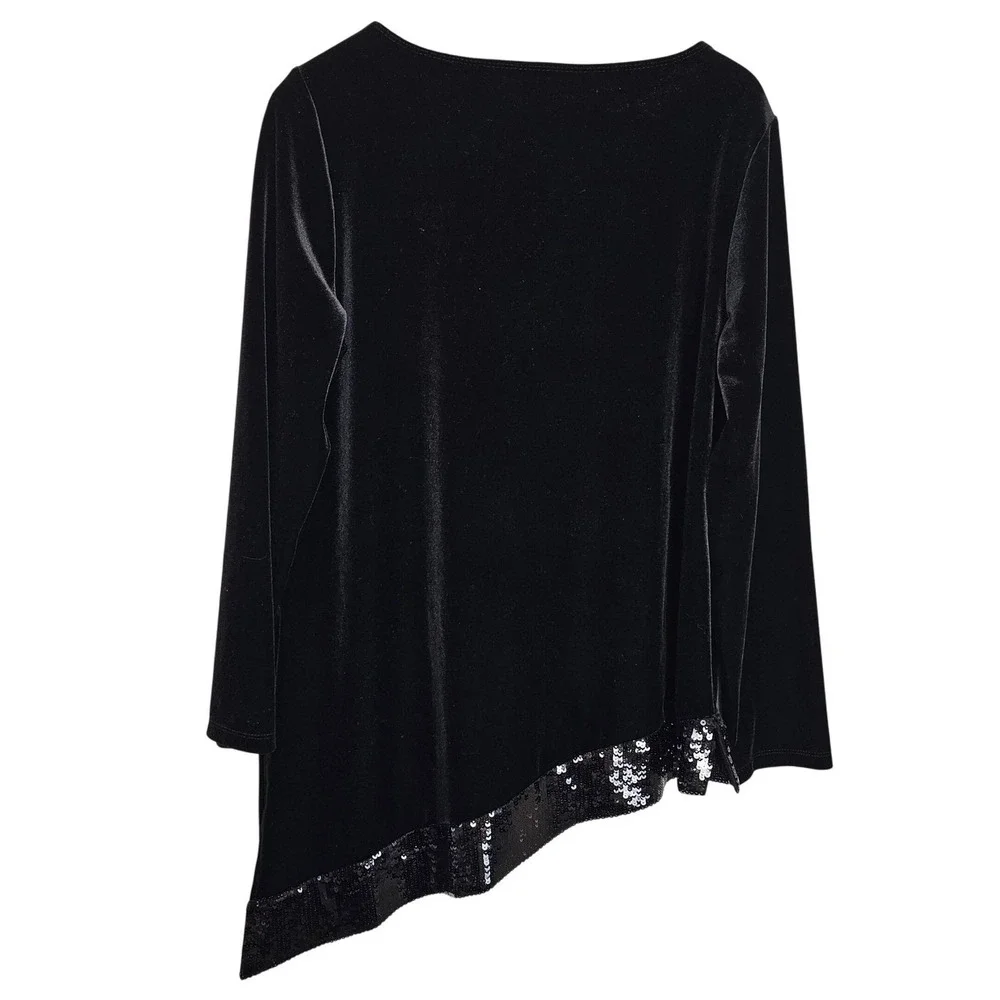 Chico's Velvet Black Sequins Party Top Bundle Pants Skirt Outfit Size 2 Large‎ - Picture 4 of 13